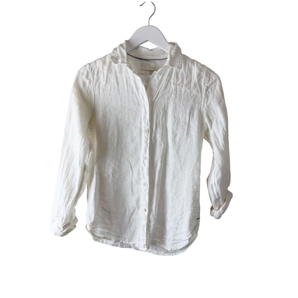 J.Crew Slim Baird McNutt Irish Linen Button Down Shirt White AW694 Womens 00